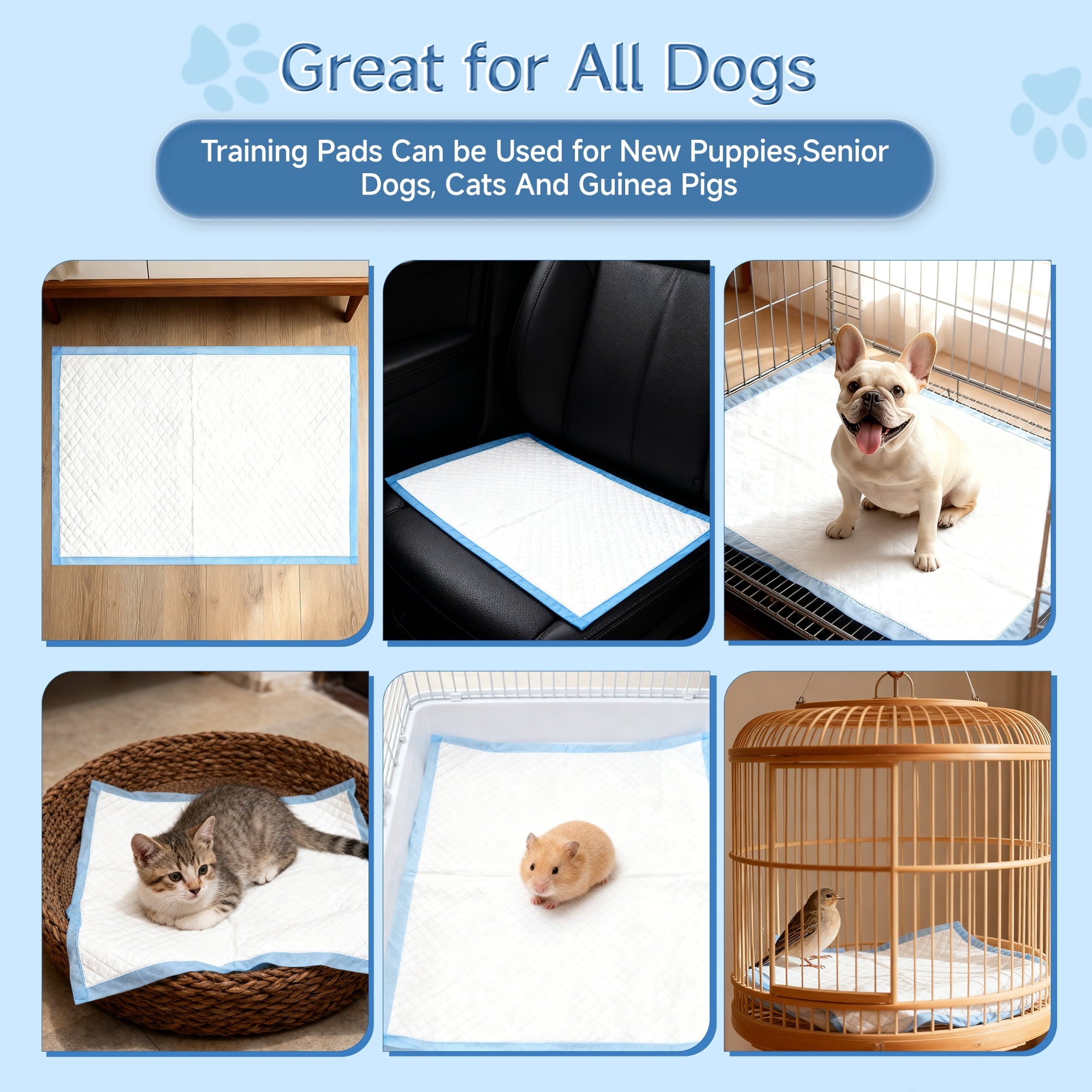 Woonono Puppy Pads Training Pads,Super Absorbent,M,13"X 18",100 Count Disposable Dog Pee Pads