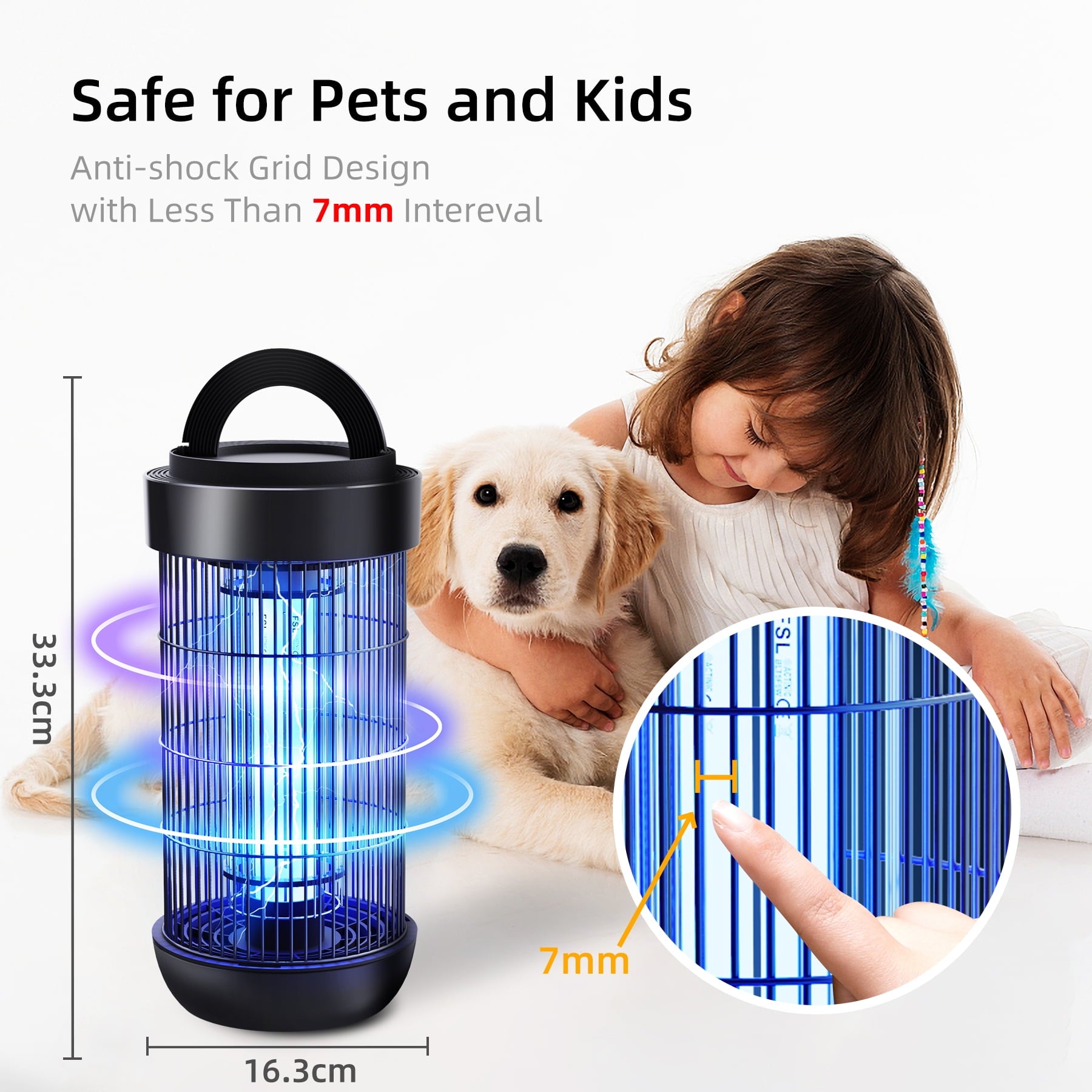 KLOUDIC Waterproof 4000V Detachable Electric Mosquito Killer Bug Zapper Electronic Insect Fly Trap for Outdoor and Indoor