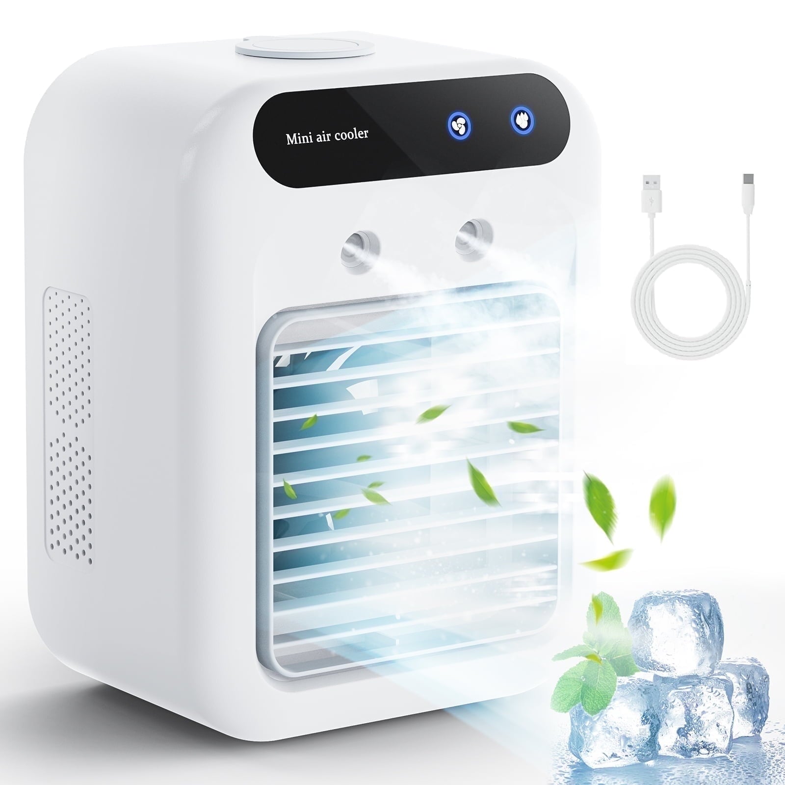 Portable Cooling Fan,USB-C Rechargeable | 25dB Quiet, 3 Speeds & Mist Modes for Home Office Desk, Bedroom, Camping